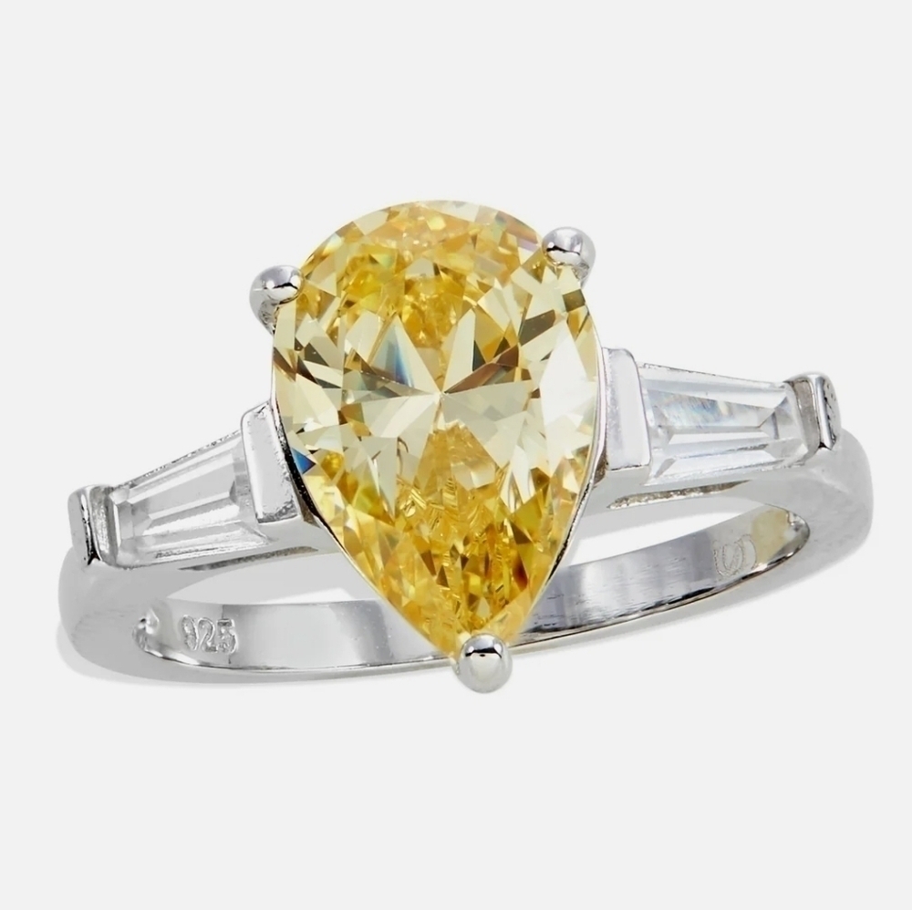 NWT Savvy Cie Sterling Silver Canary Ring size 7